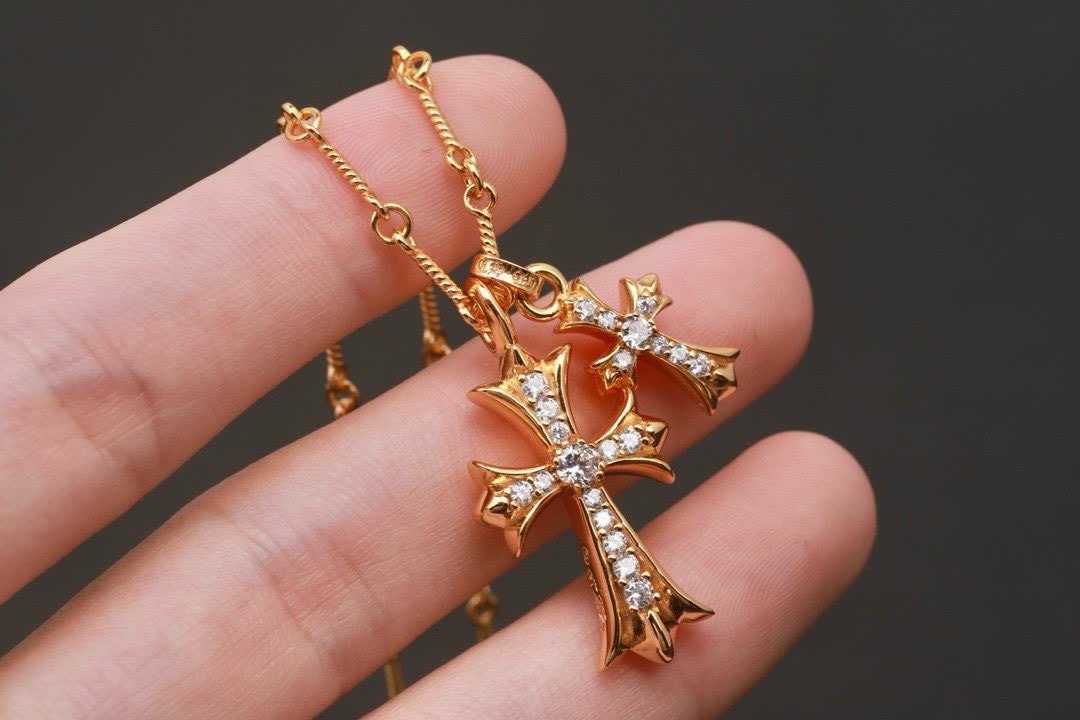 Chrome Hearts Gold Cross Pendant Necklace